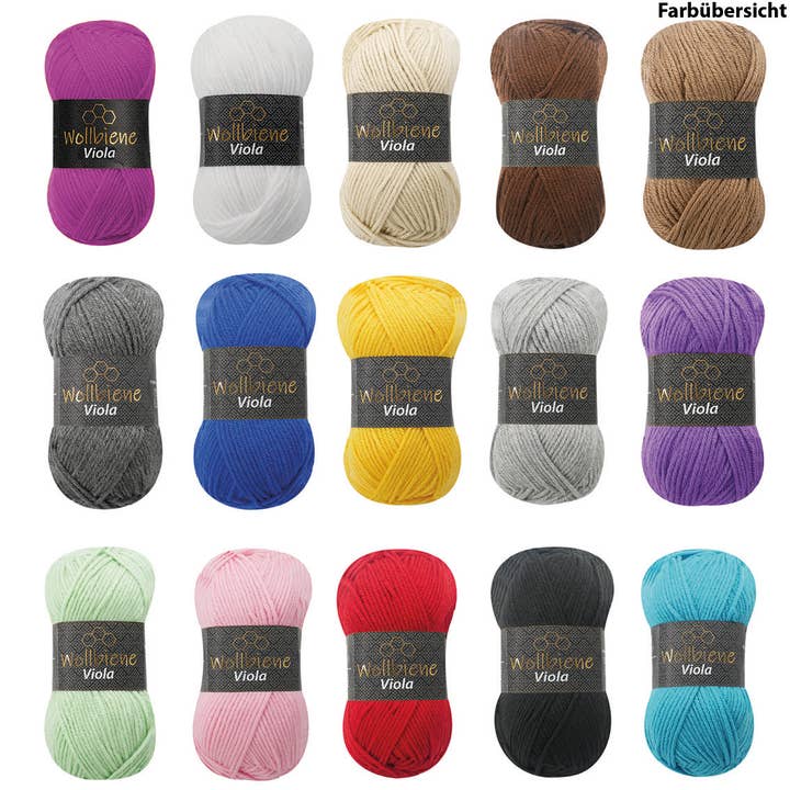 Wollbiene - Wholesale Yarn - Wool Bee Viola Knitting Yarn 100g Crochet Knitting Solid
