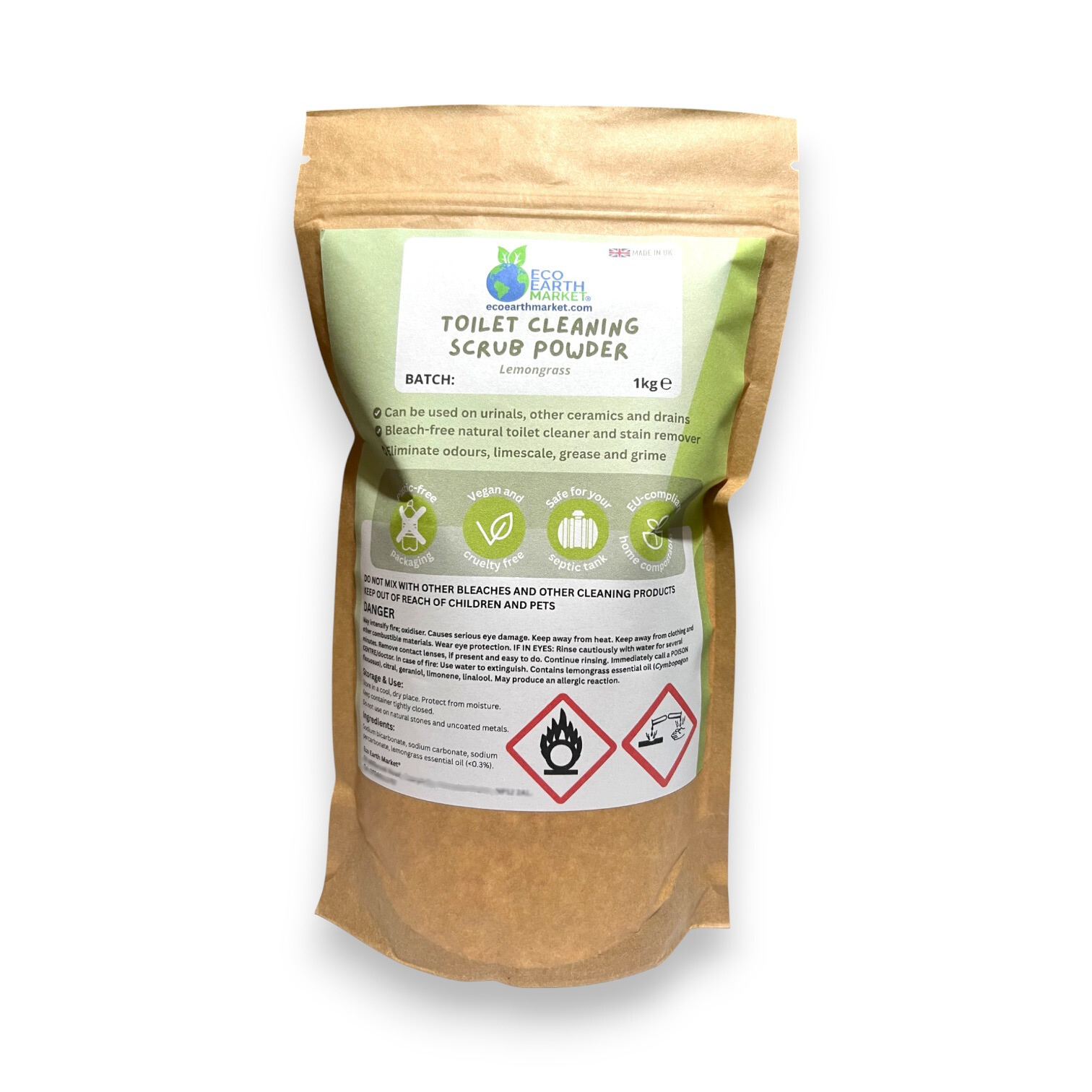 Eco Earth Market - Wholesale Toilet Cleaner - Lemongrass Toilet Cleaning Scrub Powder 1kg2
