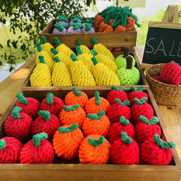 Knotty Pawz Handcraft Pets Toys - Wholesale Pet Rope Toy - Dog - Handmade Fruit and Vegetable Rope Toys, Macrame Toys