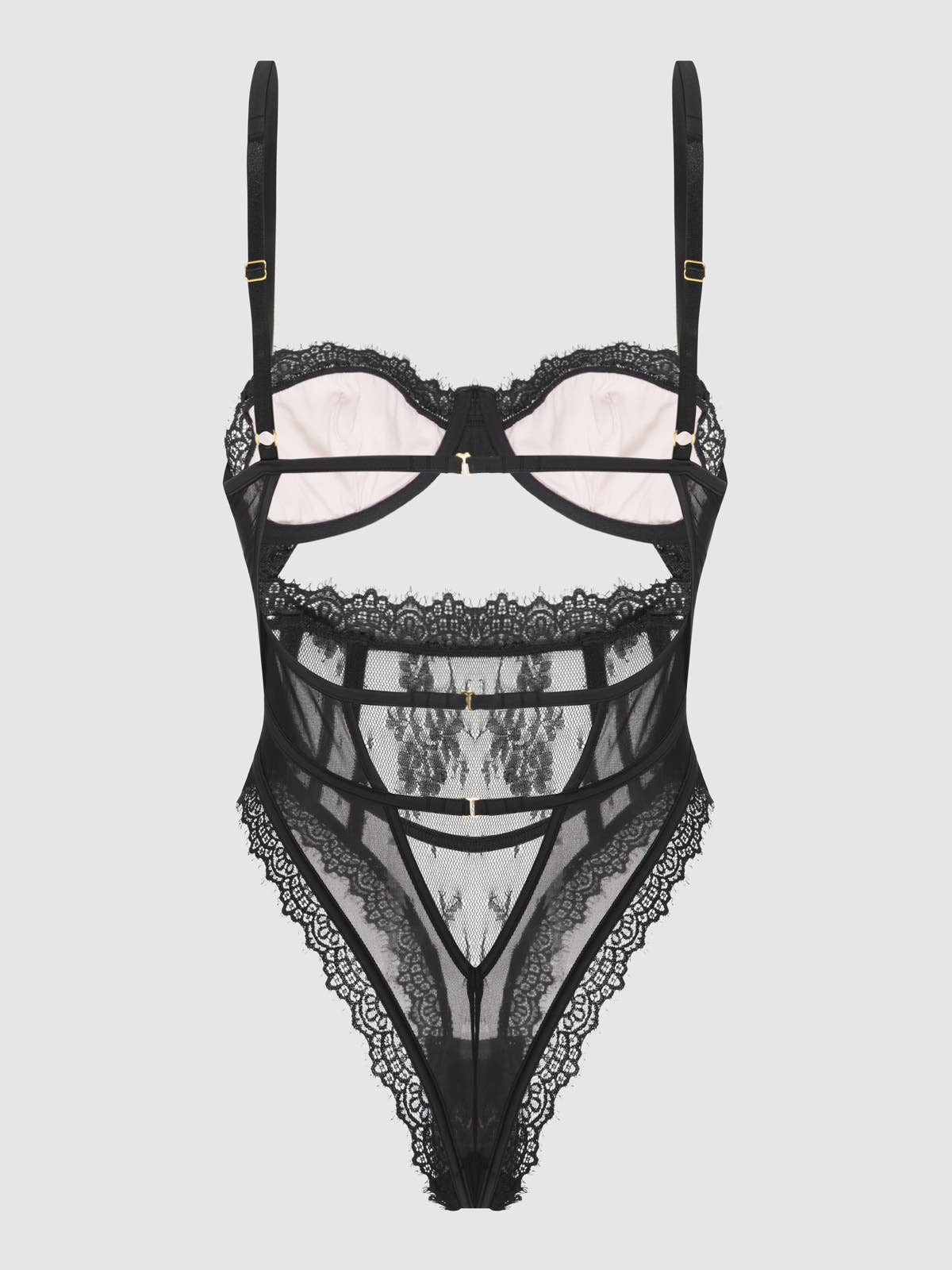 Sort m/lyserød JOCELYN BAMSE I SATIN OG BLONDER for engroshandel på Faire9