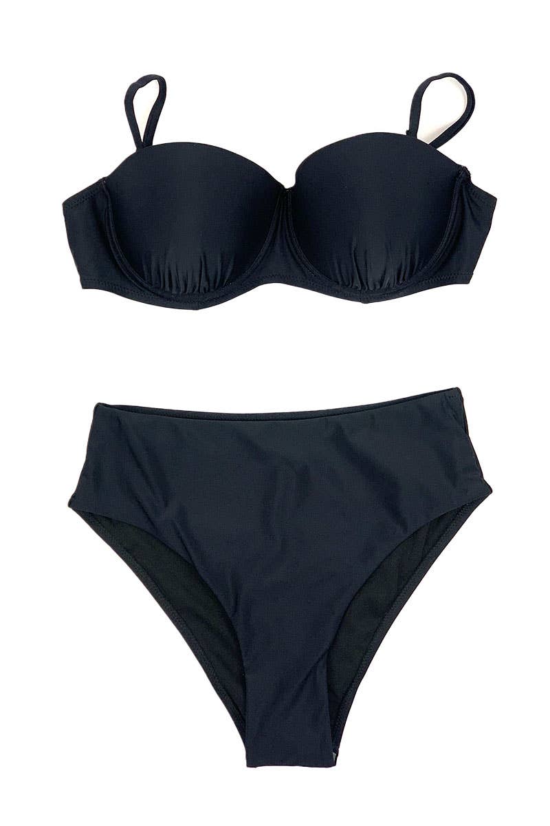 Belle Com'Elle - Wholesale Two Piece Swimsuit - Women's - Plain Color High Waisted Bikini Swimsuit/SY23371