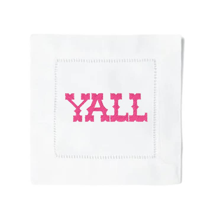 YALL Cocktail Napkins for wholesale by Blythe Embroidery Co.