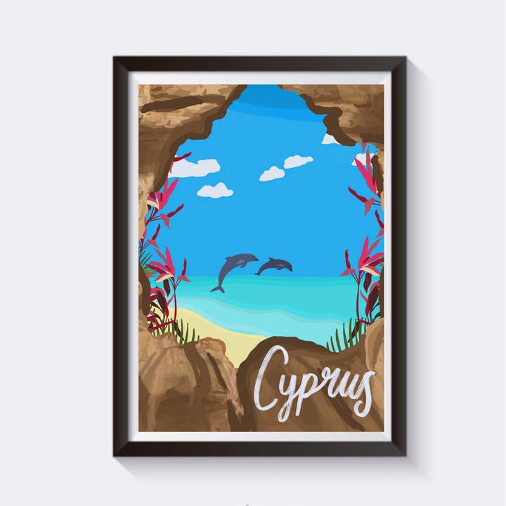 Cypern, Mellemøsten Rejse Artwork Print - 6 Størrelser for engroshandel hos 2 Sisters