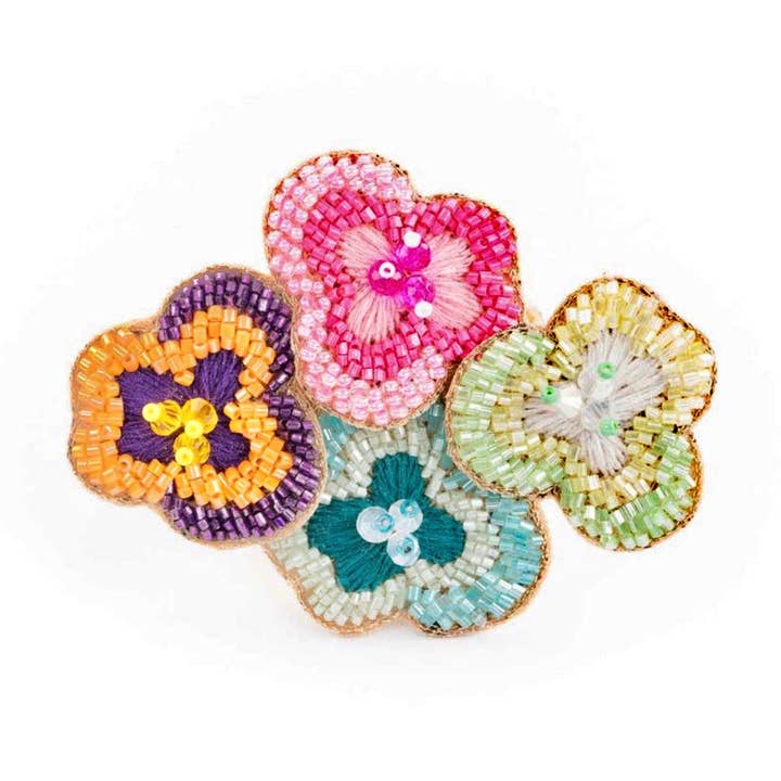 Pansy Bouquet Napkin Ring for wholesale by Beth Ladd Collections