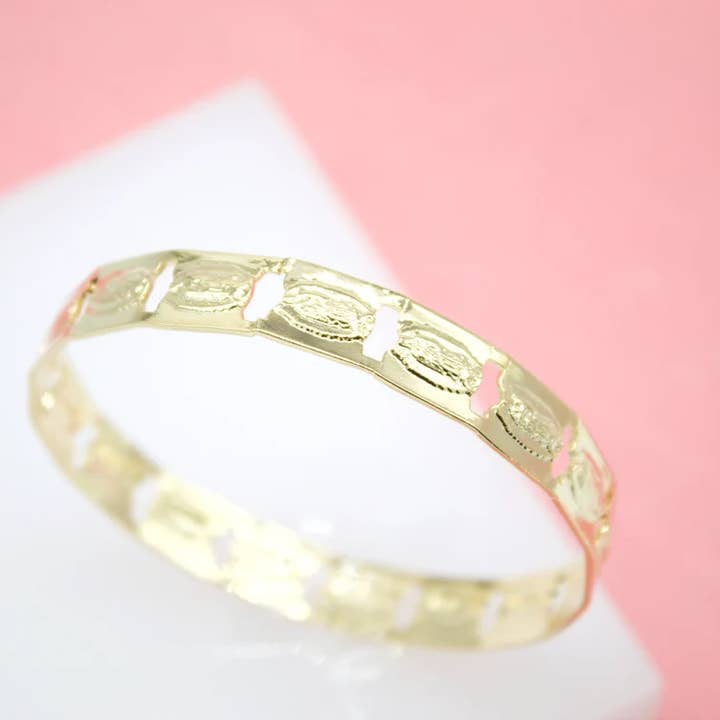 18K Gold Filled Guadalupe Bangle Bracelet (B12) for wholesale by MIA Jewelry