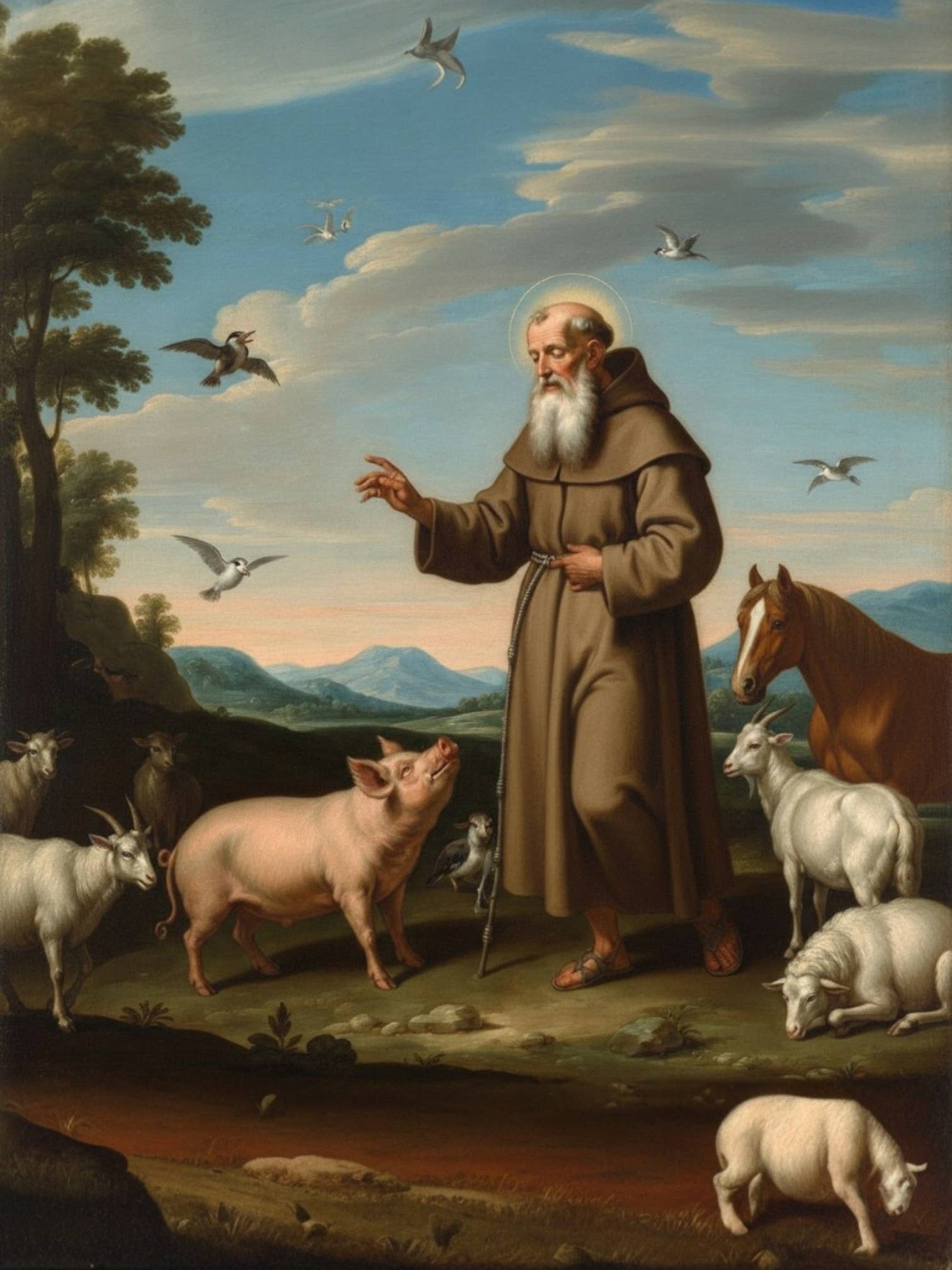 Costa Articoli Religiosi - Wholesale Painting/Drawing - Painting of Saint Anthony Abbot on canvas various sizes0