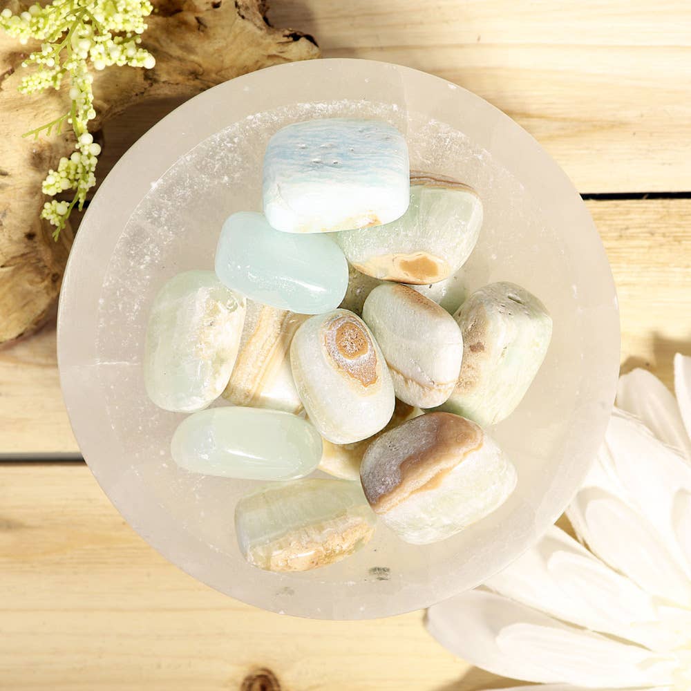 Natures Artifacts Inc - Wholesale Spiritual Stone/Crystal - 1 lb. Caribbean Blue Calcite Tumbled Stones2