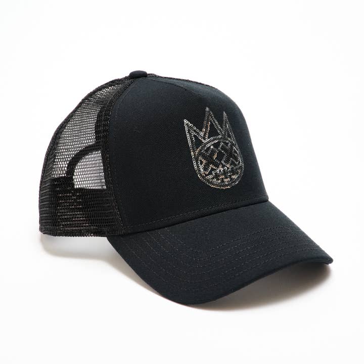 SEQUINS TRUCKER HAT IN BLACK for wholesale by Cult of Individuality