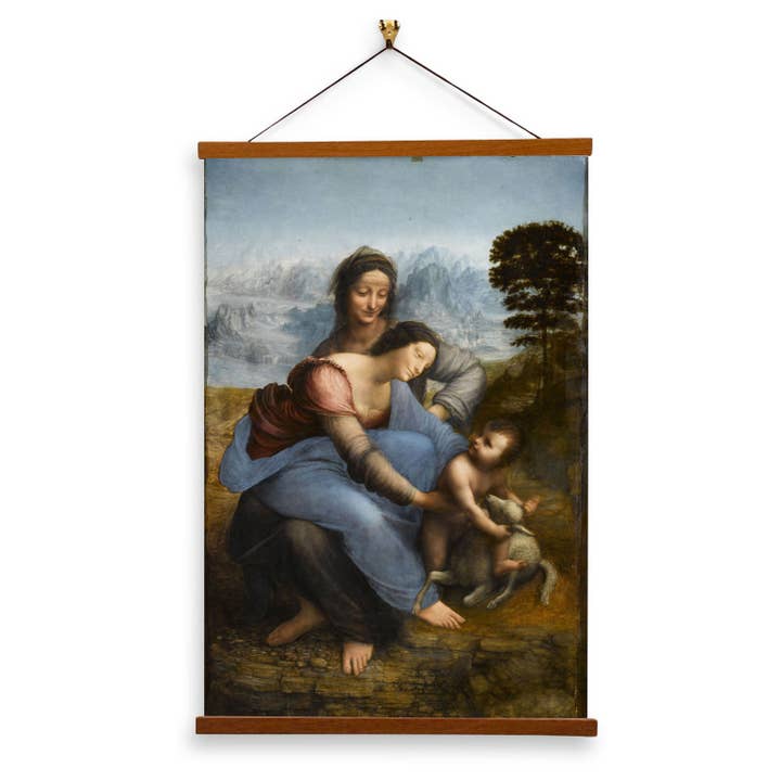 La Vierge à l'Enfant avec sainte Anne par Léonard de Vinci – Impression Giclée sur toile avec support magnétique pour la vente par Vintage Banners