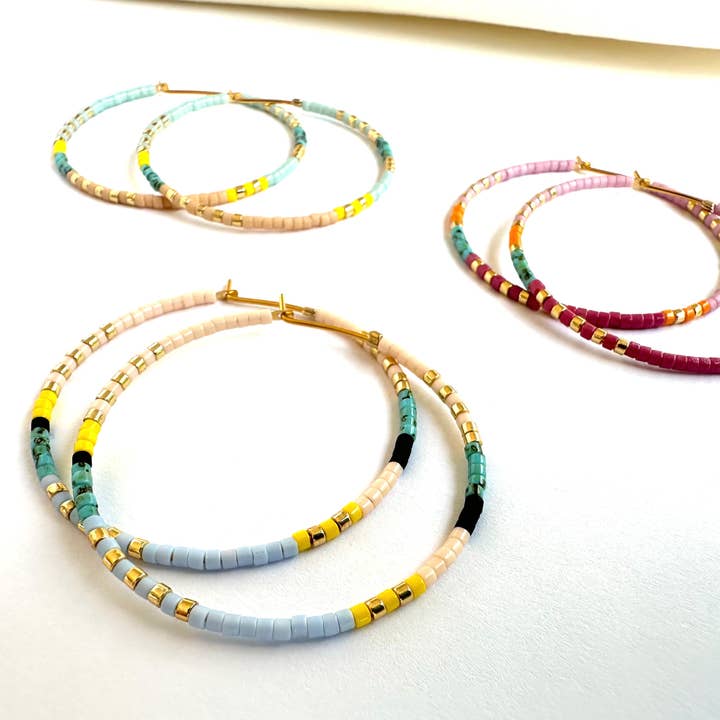 Colorful Beaded Hoop Earrings - Petra Hoops for wholesale by Ocean Breakup