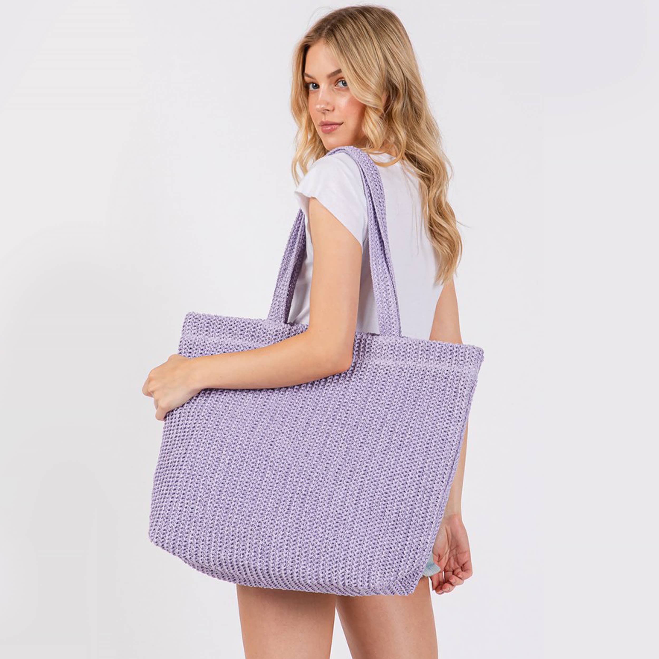 Hana - Wholesale Tote Bag - Women's - Solid Color Crochet Summer Straw Tote Bag41