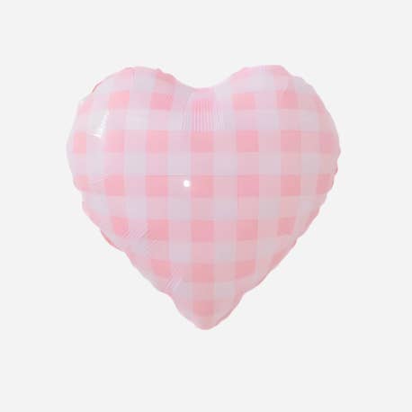 Gingham Pink Heart Foil Balloon for wholesale by Partybarco
