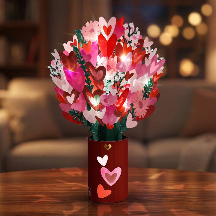 Whimsical Hearts Light-Up Bouquet 12x8.5" for wholesale by Lovepop Cards