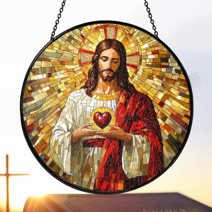 Sacred Heart of Jesus Suncatcher,Sacred Heart Of Jesus Decor for wholesale by TMLECOM LTD