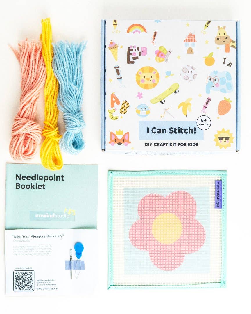 Unwind Studio - Wholesale Doe-het-zelf-knutselset - Kinderen - Roze Margriet - Borduurpakket voor Kinderen2