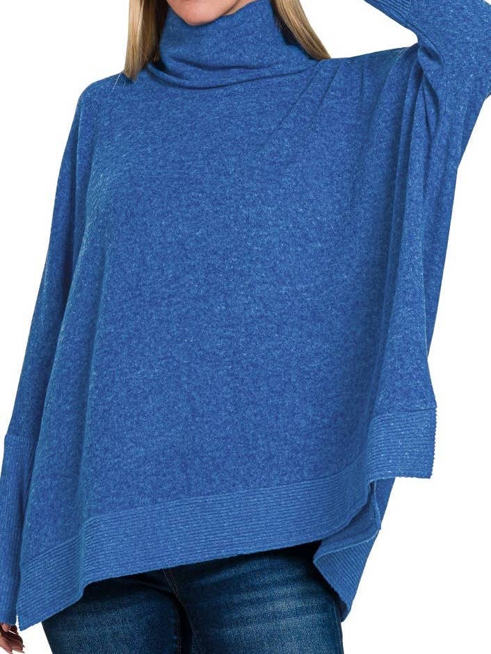 Brushed Melange Cowl Neck Poncho Sweater for wholesale by Vanilla Monkey