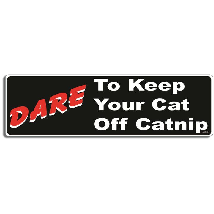 Dare to Keep Your Cat Off Catnip - Divertente adesivo per paraurti, magnete per auto per la vendita all'ingrosso da parte di Humper Bumper
