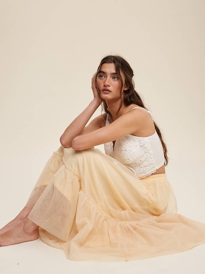 Maxirok van tule met hoge taille en ruches voor wholesale door Listicle