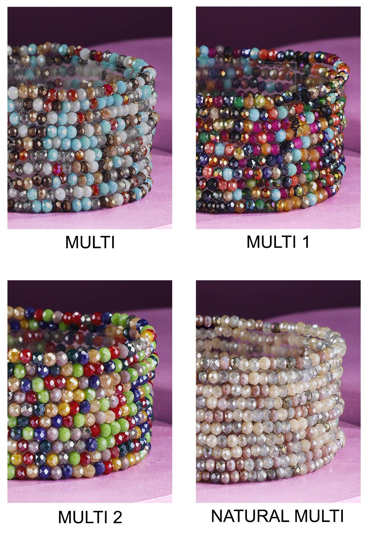 Urbanista - Vendita all'ingrosso Bracciale con perline - Bracciale elasticizzato con 10 pezzi di perline di vetro colorate1