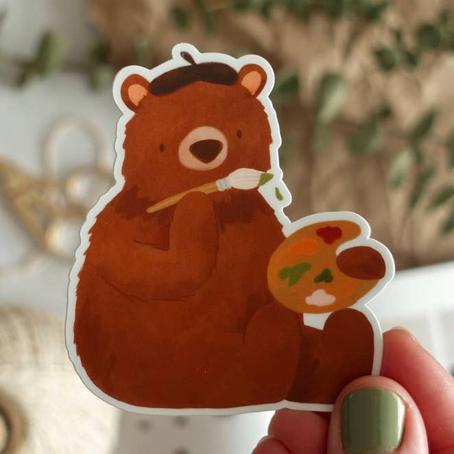 Bear Ross - Artist Bear Die Cut Vinyl Sticker for wholesale by Fun Gal Studio