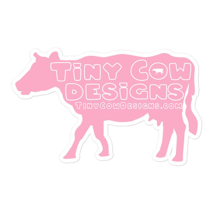 "Moo Merch" Cow Sticker - Light Pink for wholesale by Tiny Cow Designs