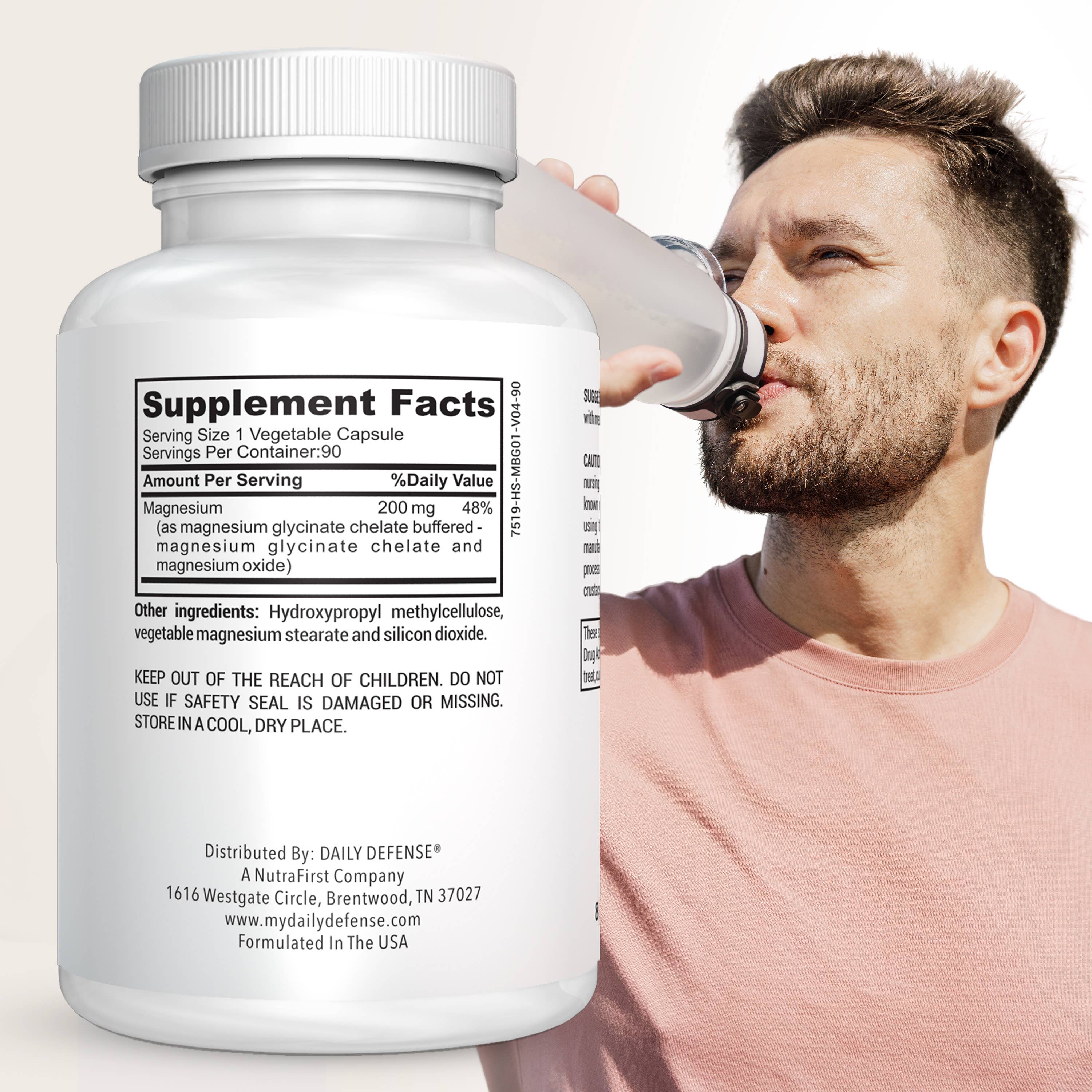 DAILY DEFENSE – Großhandel Nahrungsergänzungsmittel/Vitamin zum Einnehmen – MAGNESIUMGLYCINAT Kardiometabolische Unterstützung des Bewegungsapparates3