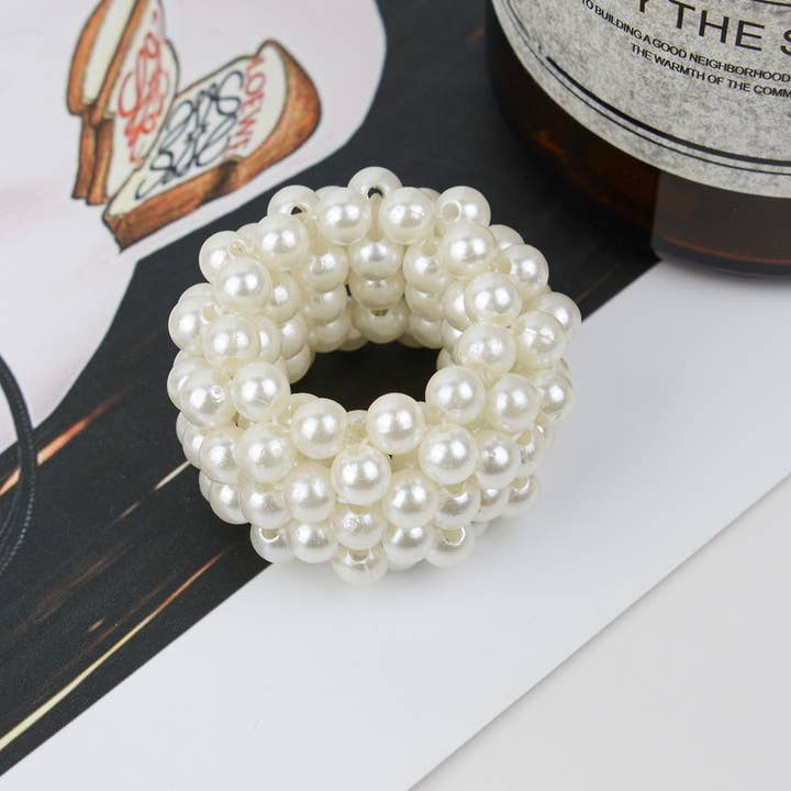 TheDivaSoap - Wholesale Scrunchie - Women's - Beaded Hair Scrunchies, Faux Pearl Hair Tie