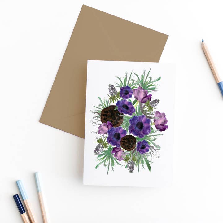 augurandoti ogni bene | fiori viola | semplici auguri di compleanno per la vendita all'ingrosso da parte di Smiles By Megan | Zatetic Studios, LLC