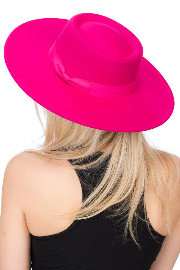 Cap Zone – wholesale Fedora - Dam – Wide Brim Bolero Faux Filt Pork Pie Crown Hat36