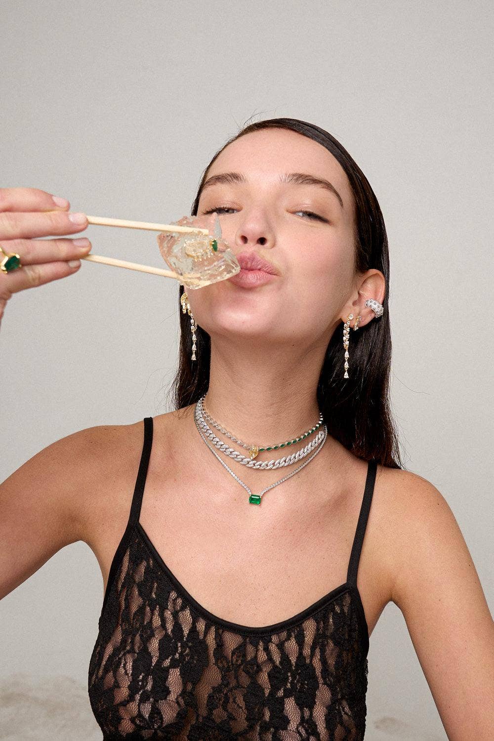 Selen Jewels – Engroshandel Halskæde med vedhæng – Smaragd Tennis Moissanit Halskæde3