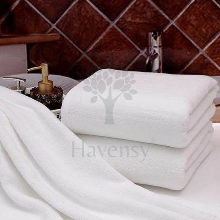Havensy – Großhandel Badehandtuch – Badetuch, weiß, aus Frottee - 100x150cm (600 gr. /m2)