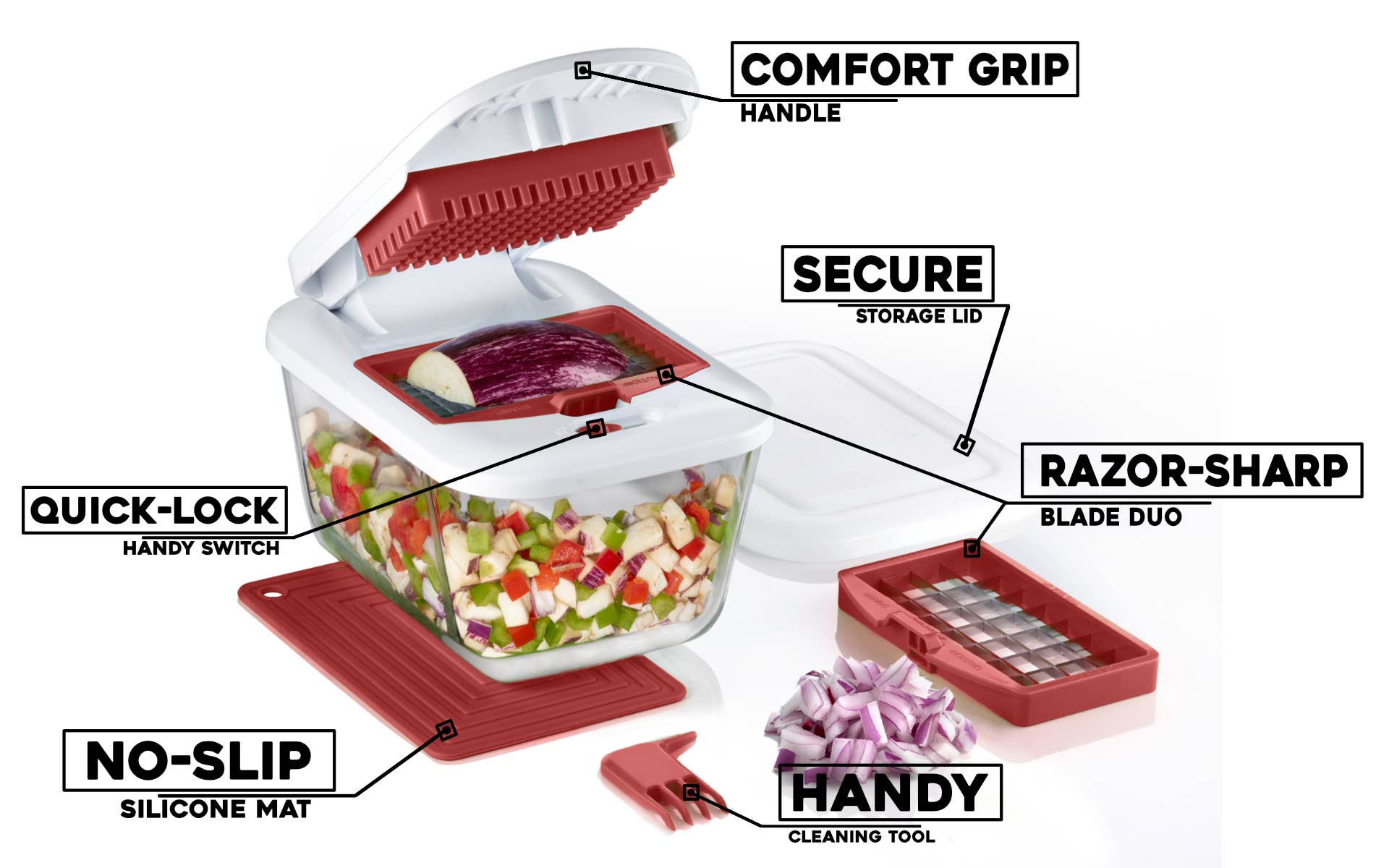 Valore - Wholesale Kitchen Tool/Gadget - Valore Vegetable Chopper with 11-Cup Glass Baking Dish1