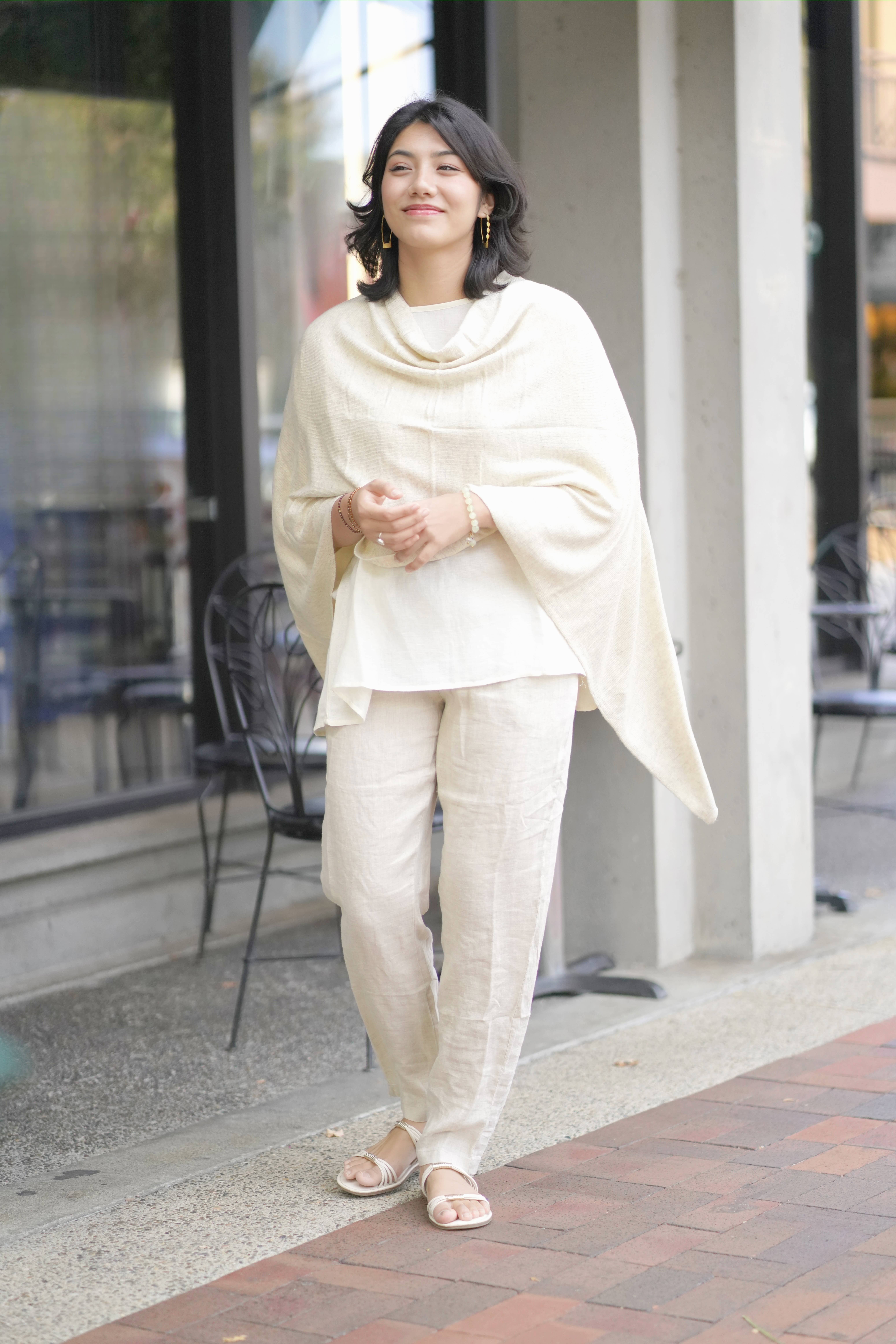 Cashmere Poncho Ivory for wholesale on Faire4