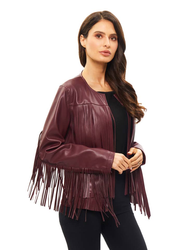 Adore - Wholesale Leather Jacket - Women's - N20-A - Vegan Leather Fringe Jacket