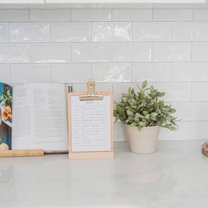 Home & Kind – wholesale Planner – Weekly Menu Stand – Wooden Base with Refillable Meal Planner4