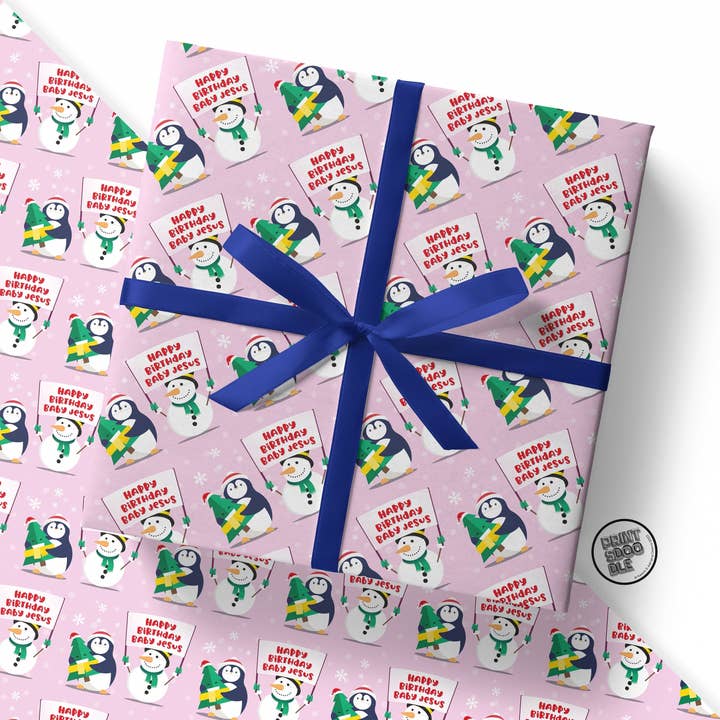 Sweary Card Lady - Wholesale Flat Wrap - Happy Birthday Baby Jesus Gift Wrap - Flat Sheet1