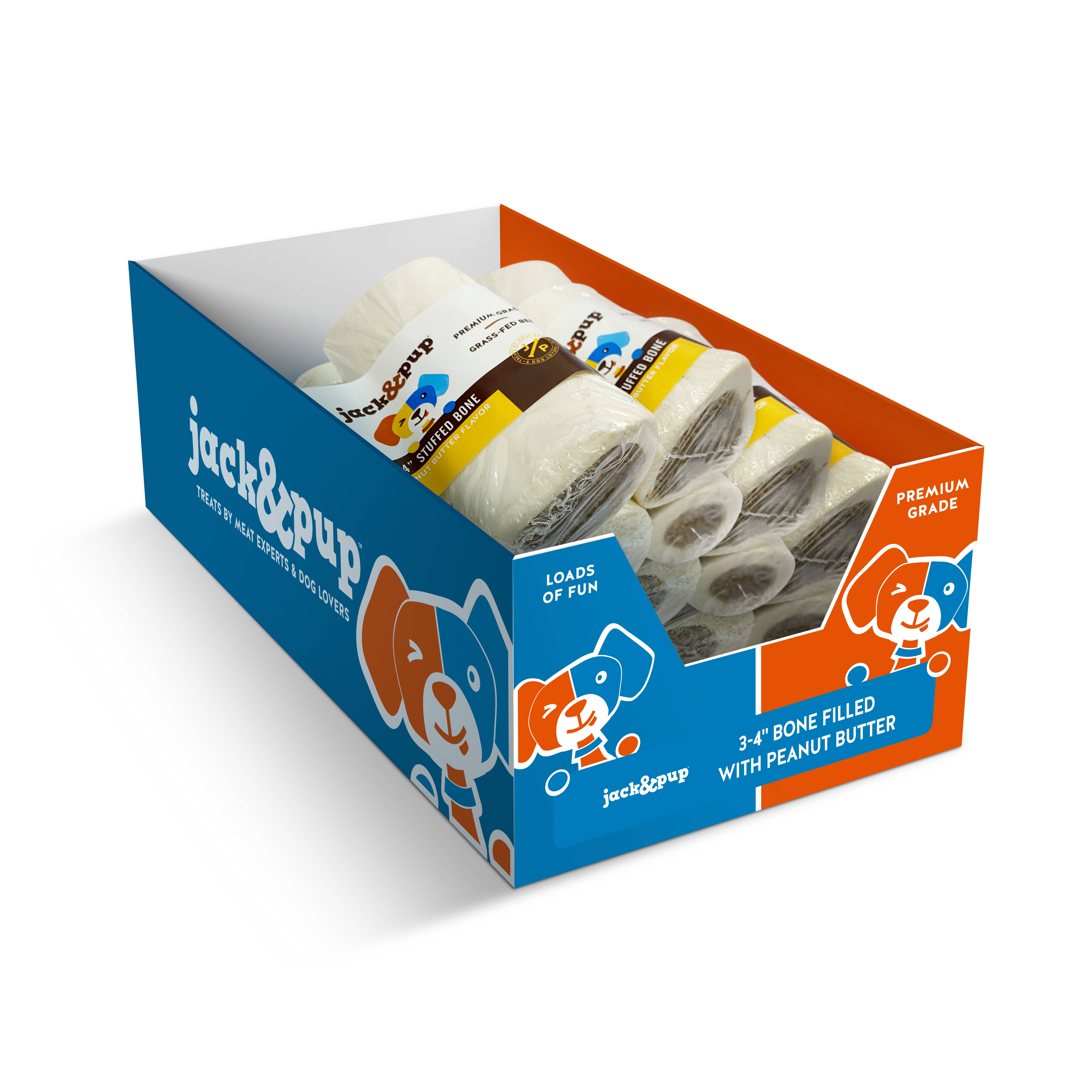 J&C PET SUPPLY LLC - Wholesale Pet Treats - Dog - 3-4 Inch Stuffed Bone Filled With Peanut Butter