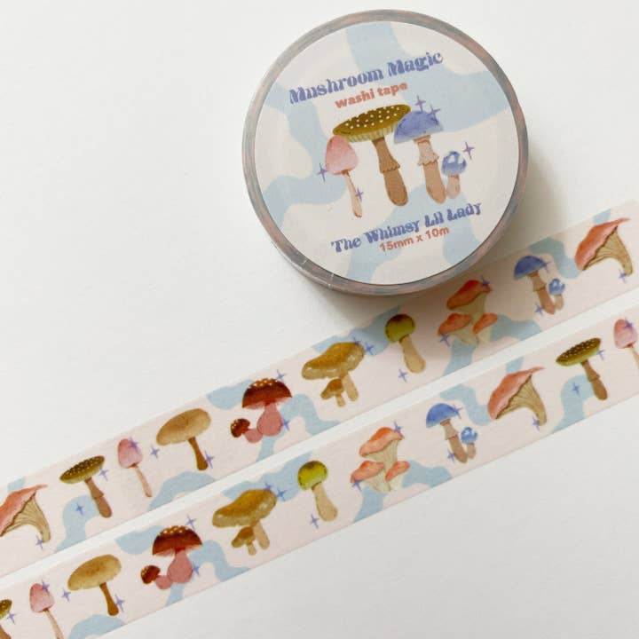 Design de fita Washi ilustrado à mão mágica de cogumelo por atacado de Miranda Lynn Designs