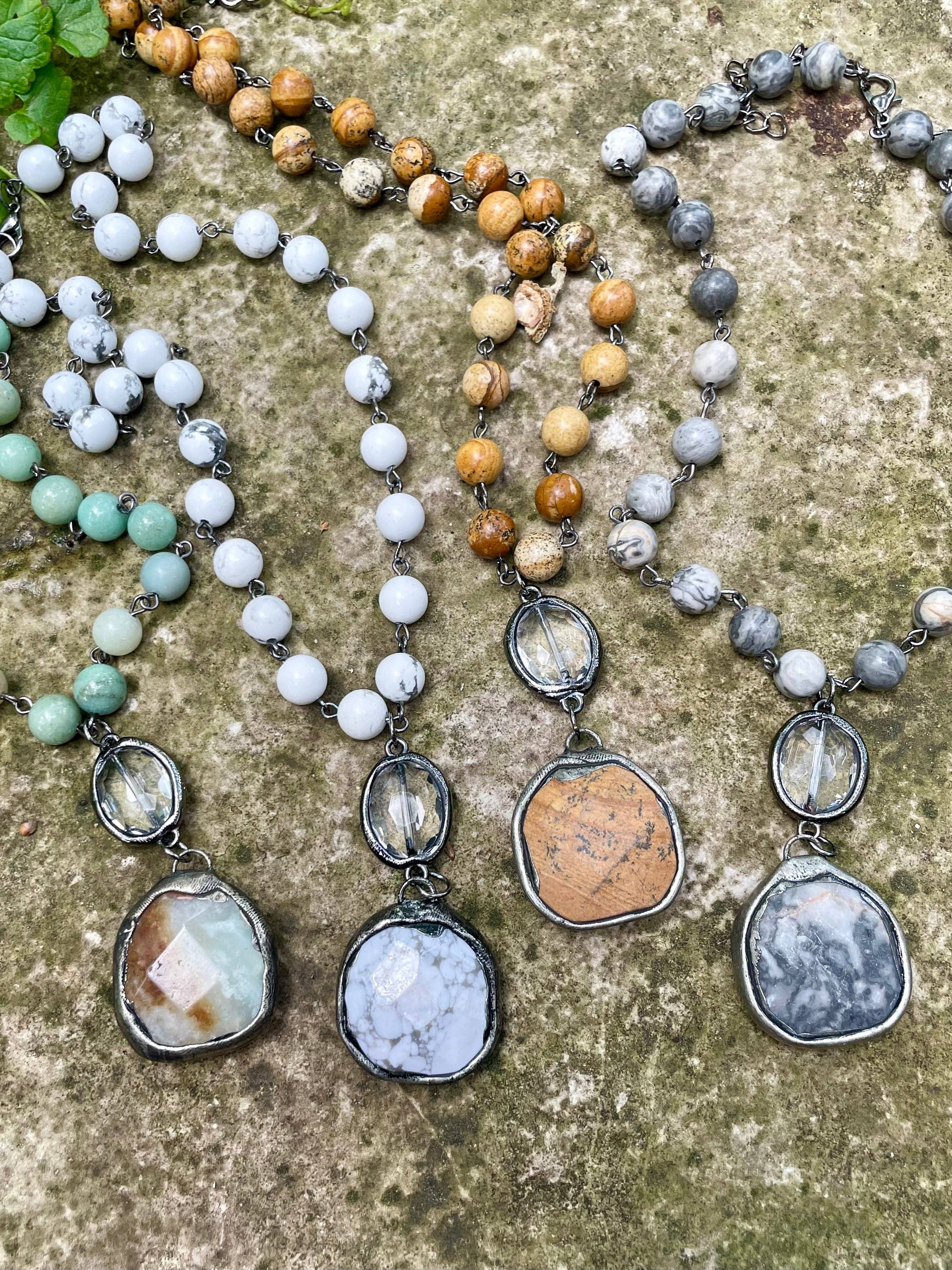 Bohemian Grace - Grace & Grit - Wholesale Pendant/Charm Necklace - Shasta  Soldered Stone and Crystal Necklace.10