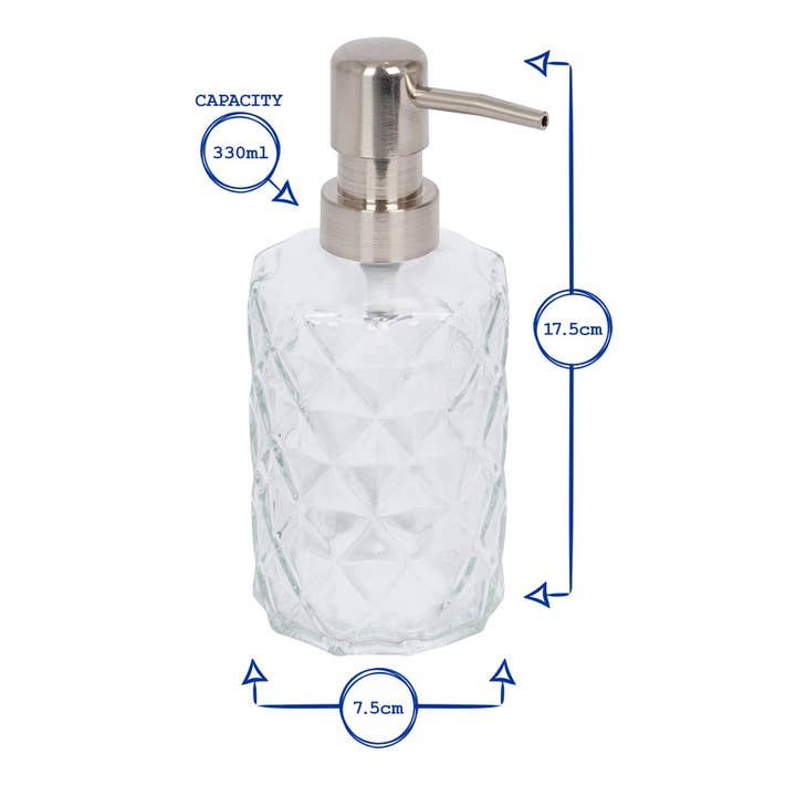 Rinkit Ltd - Wholesale Soap Dispenser - Prism Glass Soap Dispenser - 330ml - By Harbour Housewares