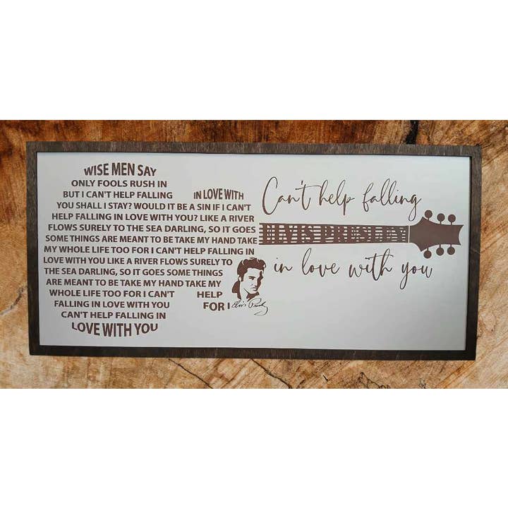 Crates Etc - Wholesale Sign - Elvis Presley, Falling in love with you, song lyrics, bar