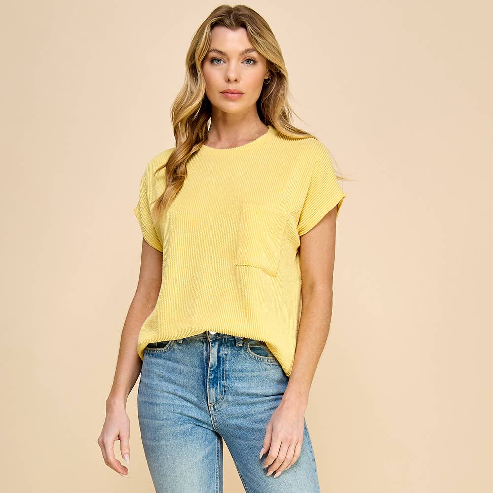 Les Amis - Wholesale Knit Top - Women's - Solid Ribbed Top with Pockets7