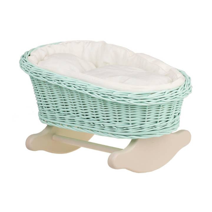 The Wicker Stories - Wholesale Doll Accessory Kit - Kids - Painted Swing Bed For Doll, Wicker Doll Cradle0