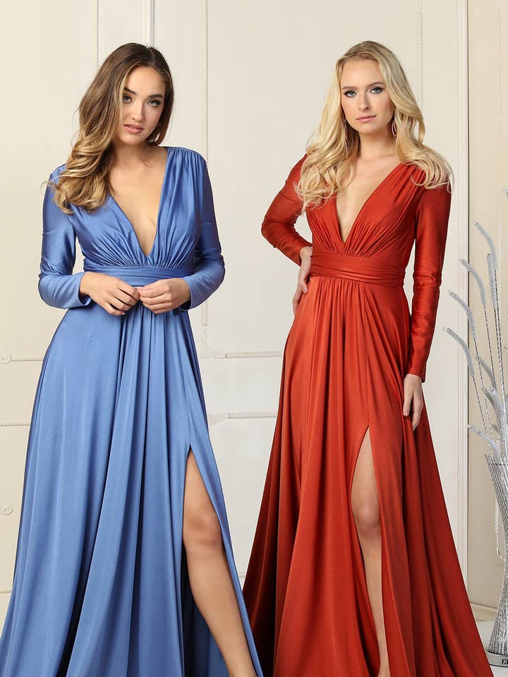 Long Sleeve Stretchy Gown - LA1835 for wholesale by LA Merchandise
