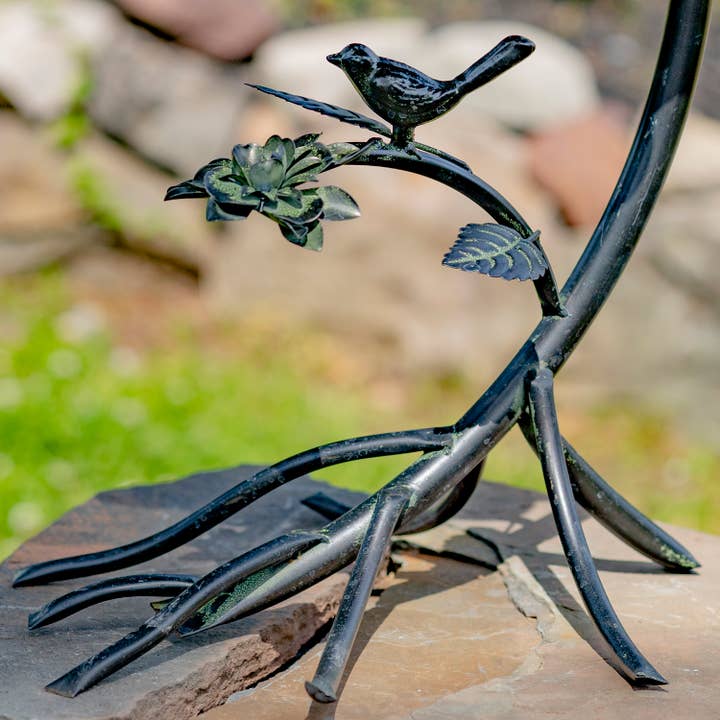 Zaer Ltd. International - Wholesale Bird Bath - Scallop Edge Birdbath with Branch Stand- 2 Color Options6