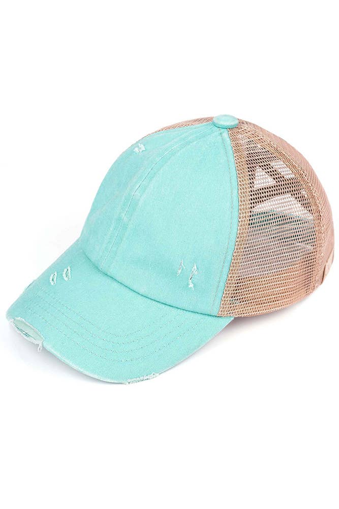 Hana - Venta al por mayor Gorras de béisbol - Niños - Gorra de poni cruzada con banda elástica de mezclilla lavada para niños de C.C9