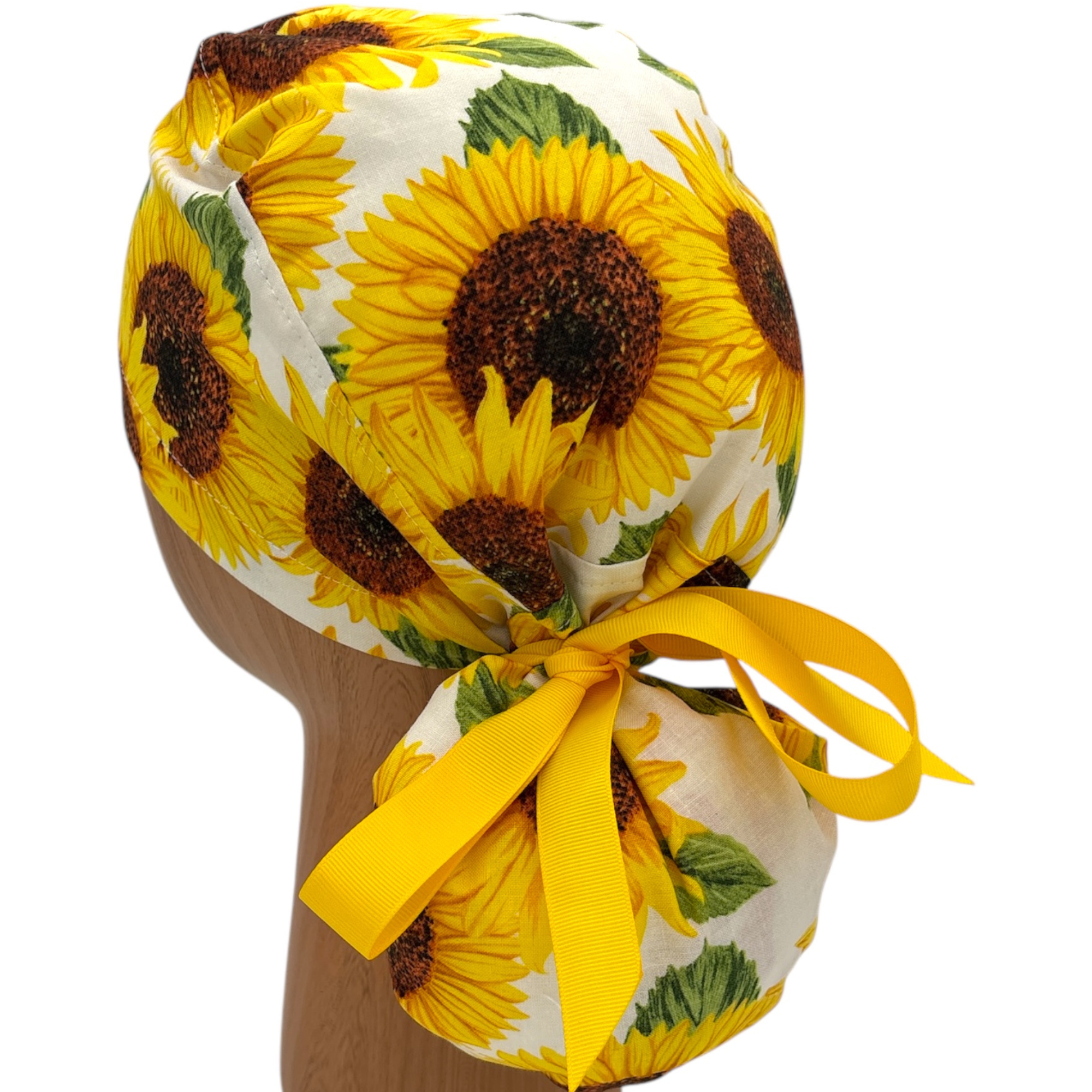 SewingLabPlus - Wholesale Healthcare Uniform - Women's - Summer Sunflower Ponytail Scrub Cap4