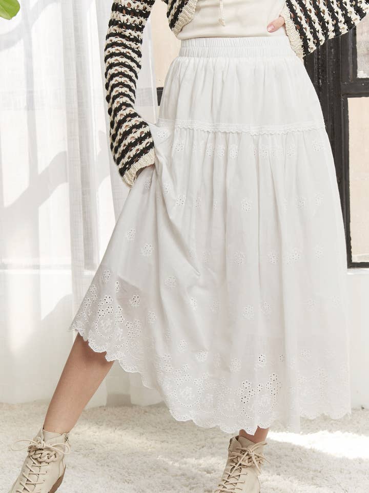 MIDIKJOL MED RESÅRBAND OCH VOLANGER - CES3879 för wholesale av ADORA LA