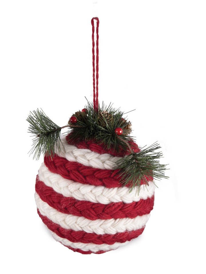 Christmas Ball - White and Red - 21cm for wholesale by P'tit Clown