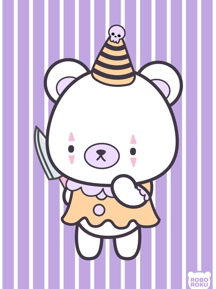 Kawaii Killer Circus - Clown Puddin' - 5"x7" Art Print for wholesale by Robo Roku